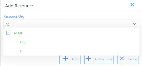 Resource org dropdown