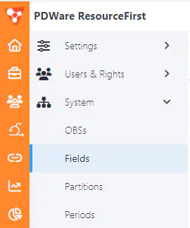 Fields menu