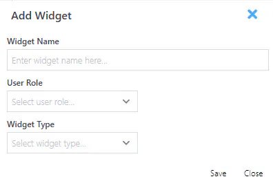 Admin add widget dialog