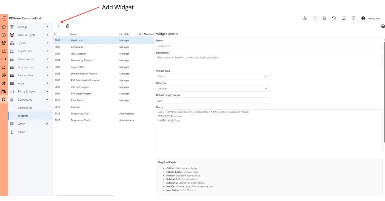 Admin widgets add widget annotated