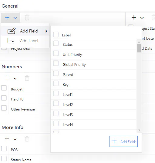Add fields to section
