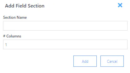 Forms add field section