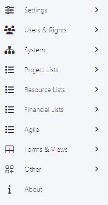 Admin menu