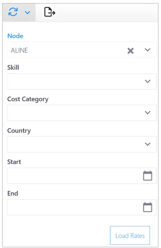 Administration financial rates load dialog