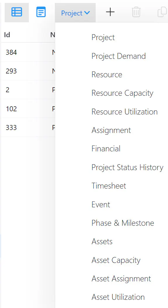 Administration views object select