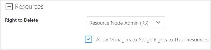 Administration settings resources section