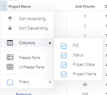 Show columns