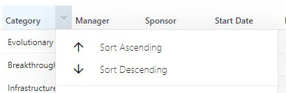 Sort options