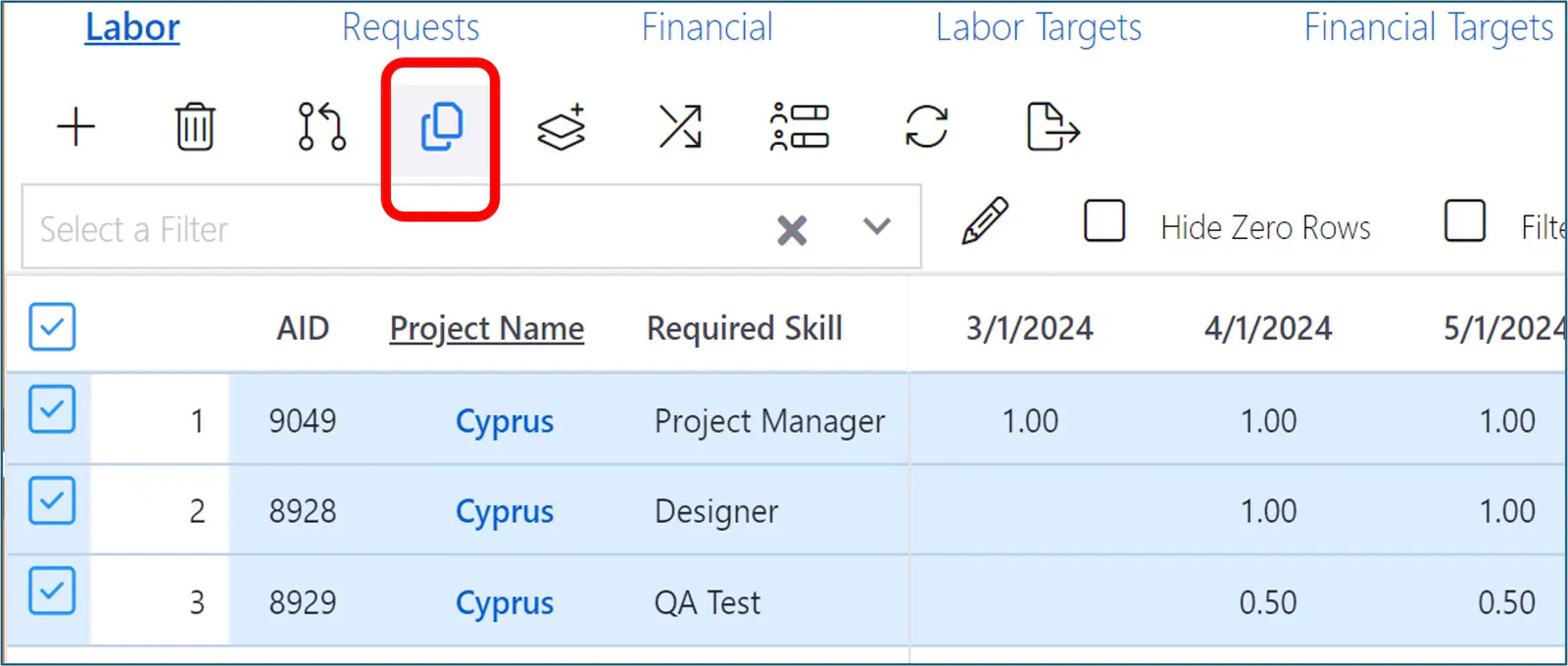 Copy assignments icon