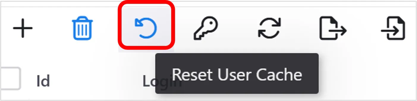 Administration user reset cache