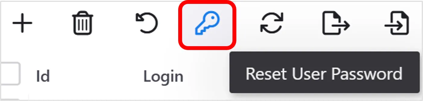 Administration user reset password icon