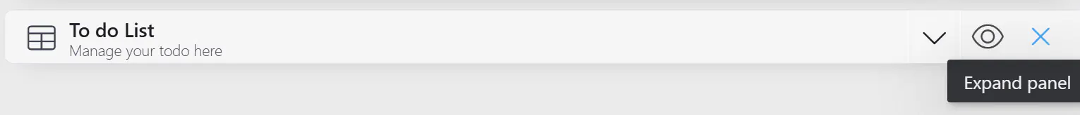 To do List widget collapsed, with the Expand panel tooltip