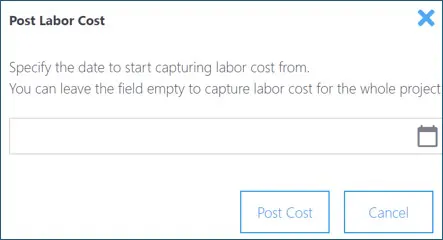 Post labor cost dialog