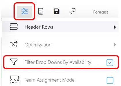 Filter availability