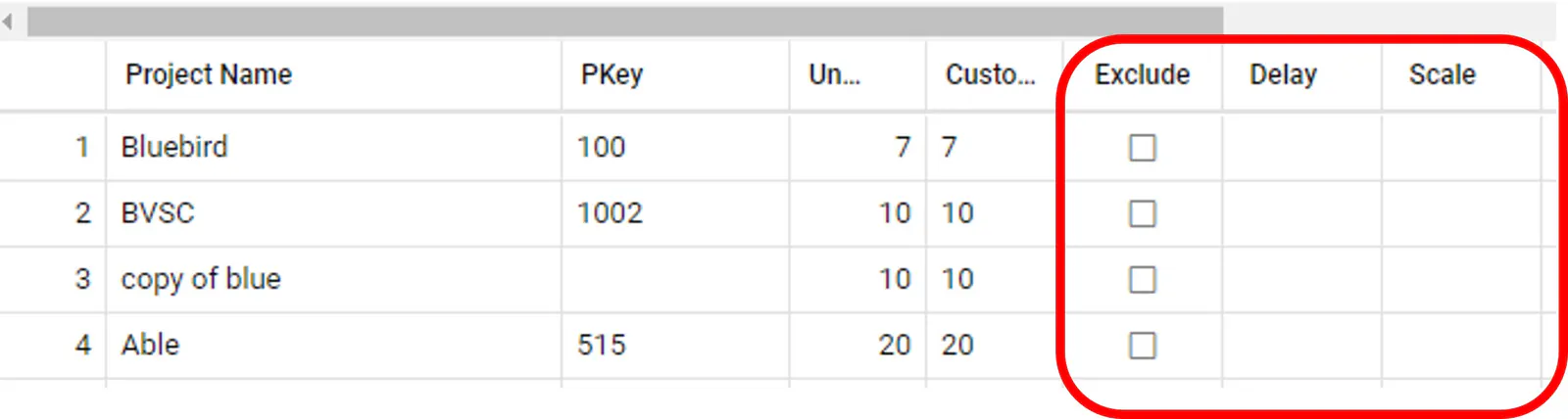 Target grid adjust