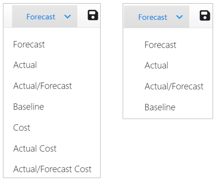 Assignments value type menus