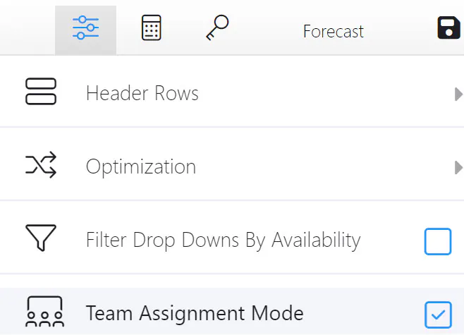 Assignments options