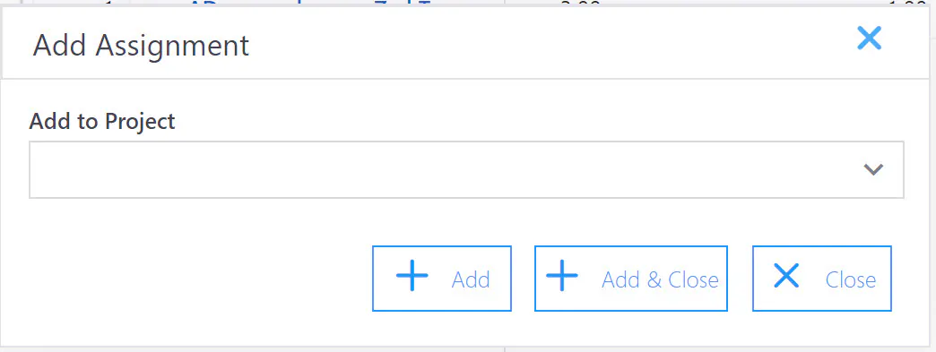Team add assignment dialog