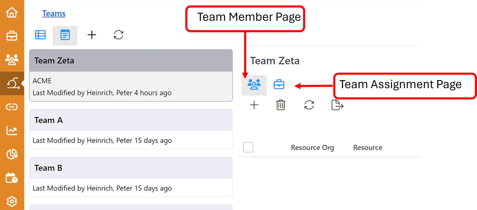 Team Detail Pages