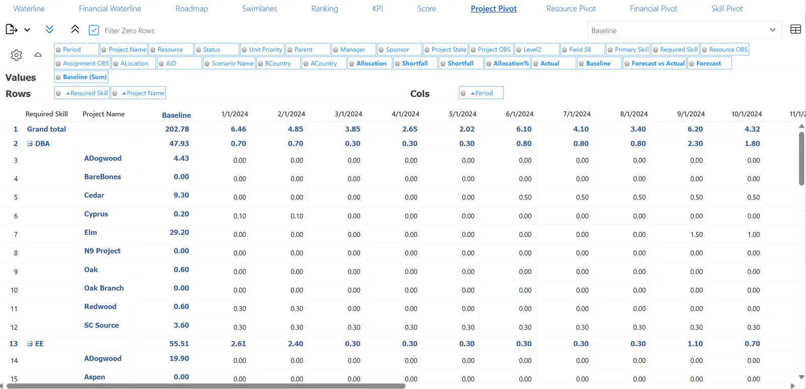 Pivot table skill project