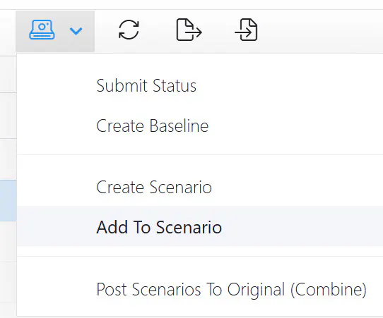 Scenario add project dialog