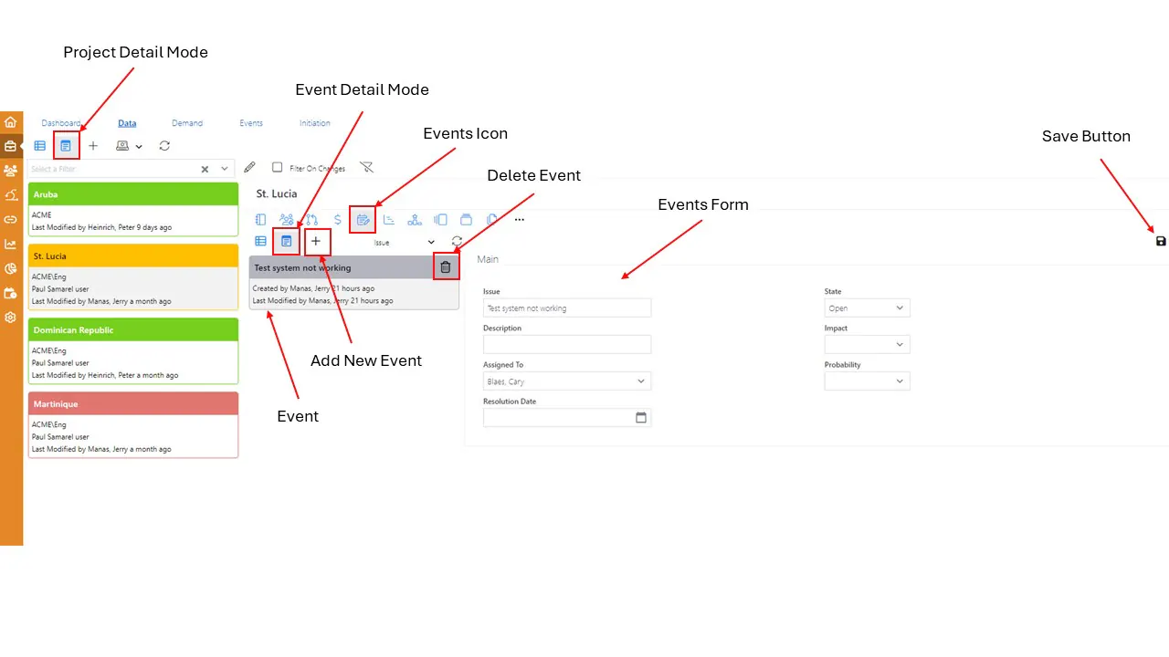 Events annotations