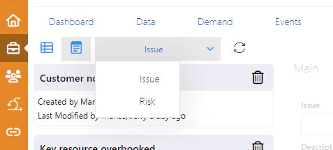 Events type selection