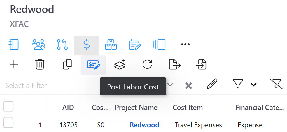 Project post cost