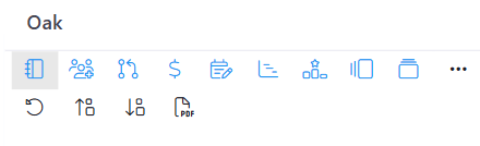 Page toolbar icons for a project in Initiation