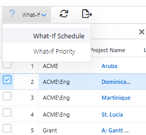 What-If menu with What-If Schedule and What-If Priority