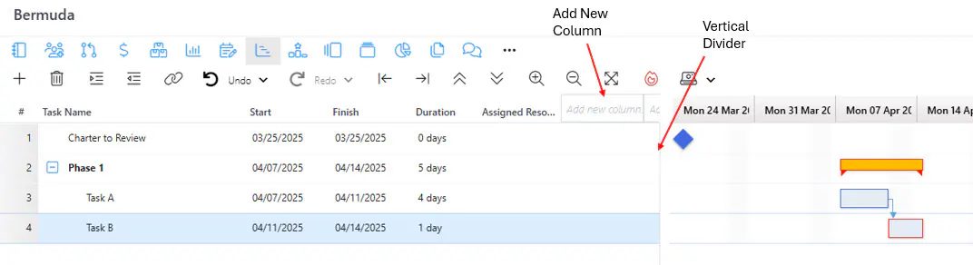 Gantt add new column