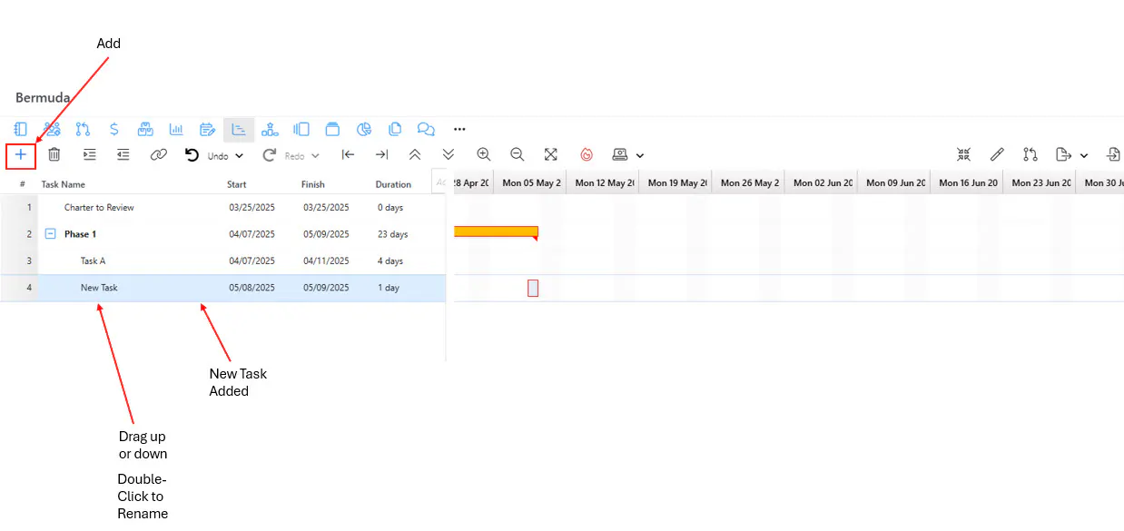 Gantt add tasks
