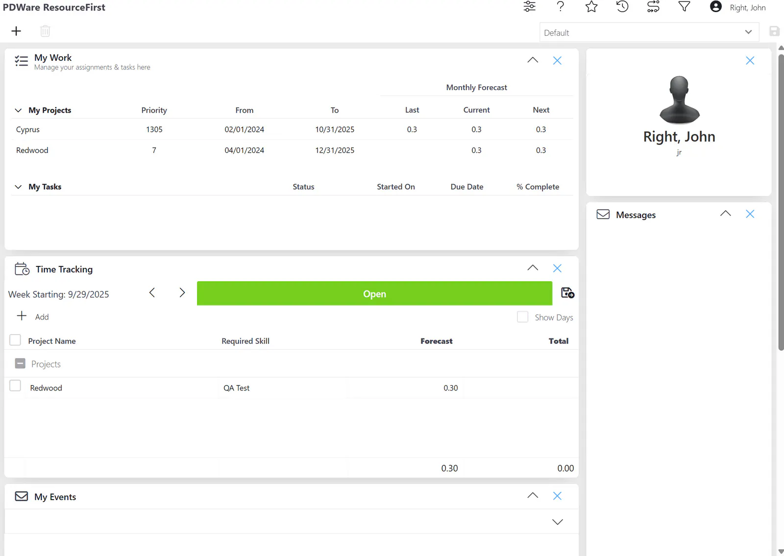 Home page dashboard