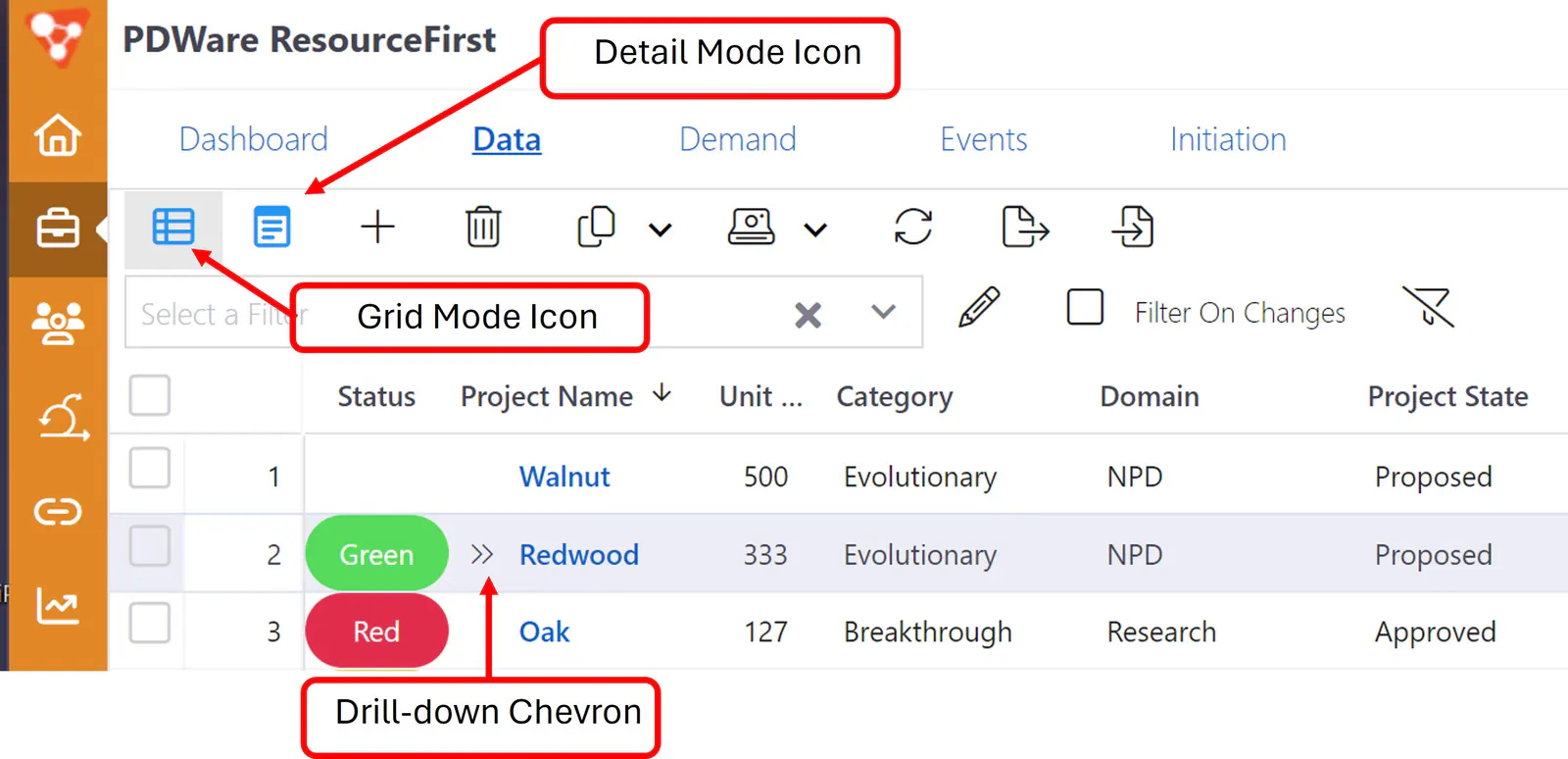 UI project grid
