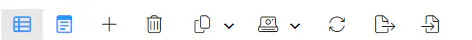 Upper left project data toolbar