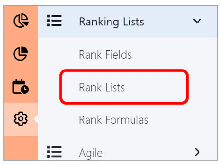 Administration rank lists menu