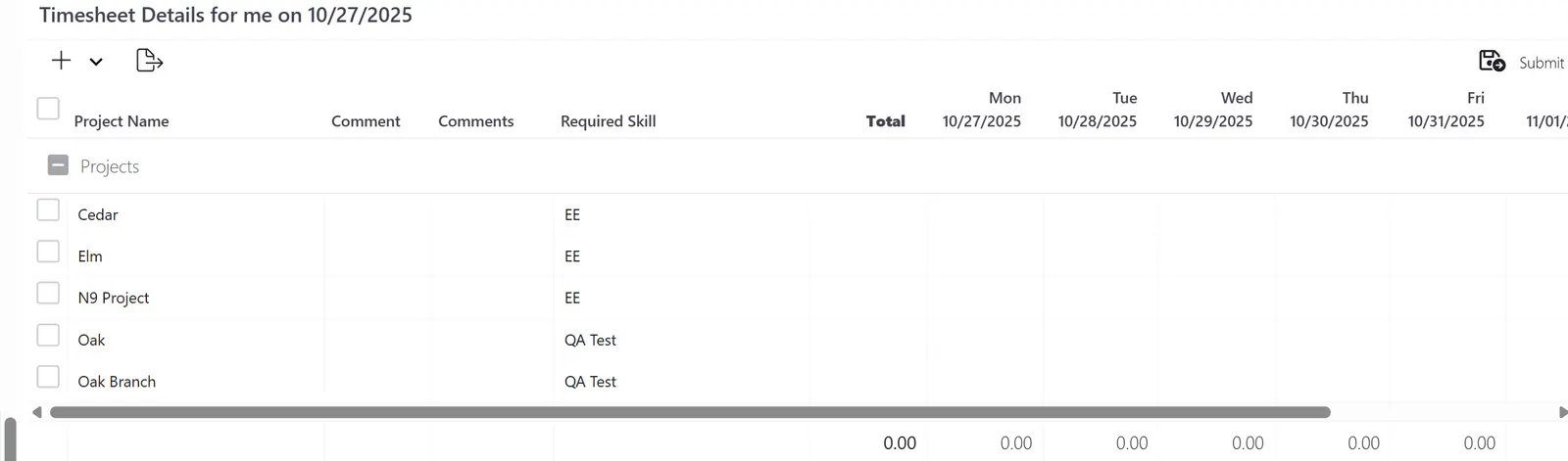 Time tracking new timesheet