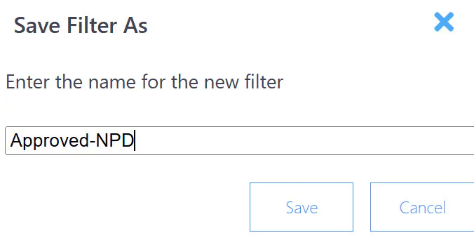 UI filter save as