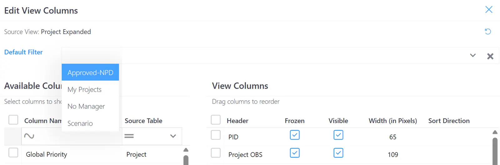 UI view filter