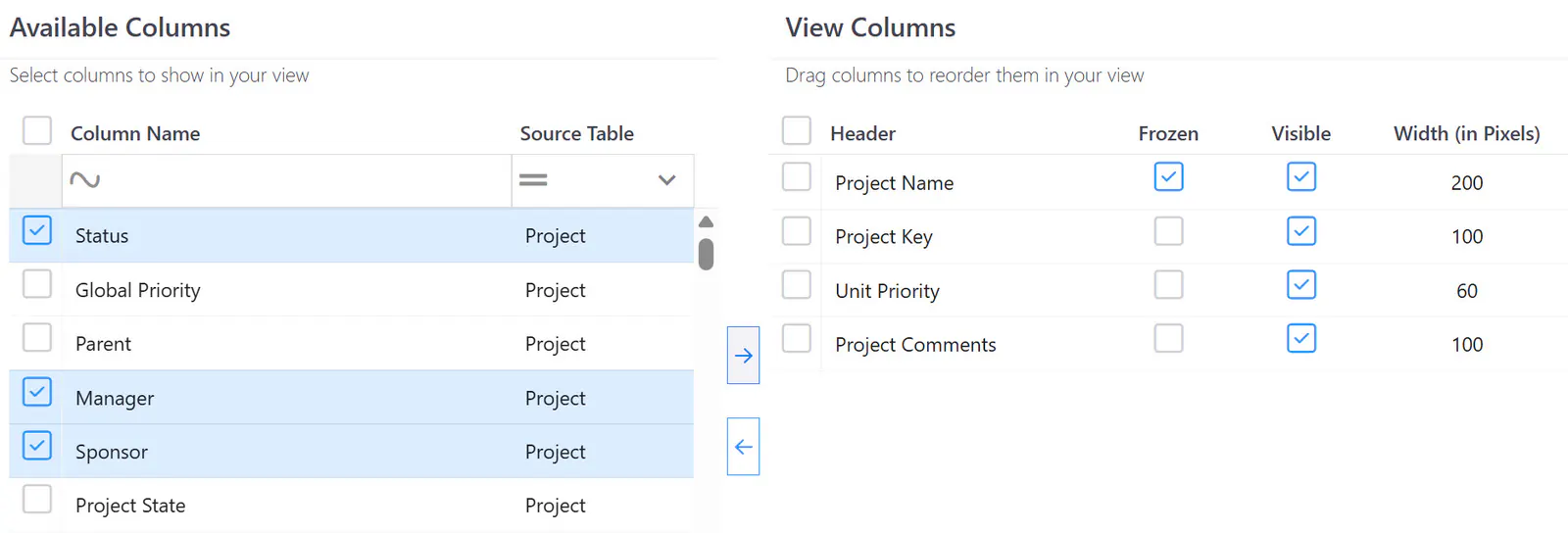 UI view move fields