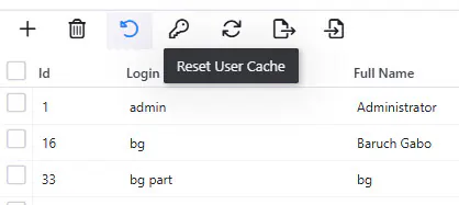 Reset user cache